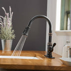 Robinet de cuisine à tirette, poignée unique, robinet d'évier de cuisine moderne à un trou avec douchette extractible, robinet de lavabo avec plaque de pont