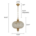 Lustre rétro français à 4/5 lumières en laiton antique avec globe en cristal et suspension pour îlot de cuisine