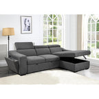 Canapé d'angle convertible Roomfitters 103 avec méridienne de rangement, appuie-têtes réglables et canapé-lit en L, gris foncé