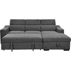 Canapé d'angle convertible Roomfitters 103 avec méridienne de rangement, appuie-têtes réglables et canapé-lit en L, gris foncé