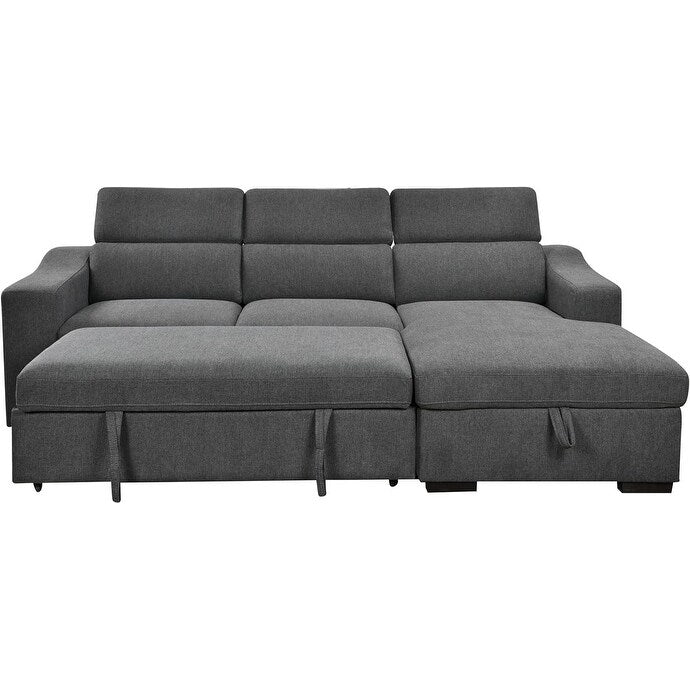 Canapé d'angle convertible Roomfitters 103 avec méridienne de rangement, appuie-têtes réglables et canapé-lit en L, gris foncé