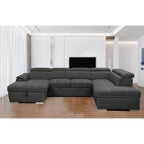 Canapé modulable réversible 7 places Roomfitters 128 en U avec repose-pieds, gris