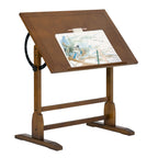 Table à dessin vintage en bois de 36 pouces avec plateau réglable en angle pour le dessin