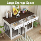 Élégant meuble en bois pour cage à chien avec rangement, 3 tiroirs