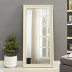 Grand miroir sur toute la surface, miroir surdimensionné, cadre en imitation bois lisse, miroir rectangulaire à suspendre au mur