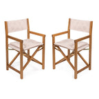 Chaise de réalisateur d'extérieur pliable en bois d'acacia, style Mid-Century, avec dossier matelassé en losanges et coussin (lot de 2) par JONATHAN Y