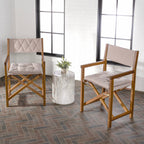 Chaise de réalisateur d'extérieur pliable en bois d'acacia, style Mid-Century, avec dossier matelassé en losanges et coussin (lot de 2) par JONATHAN Y