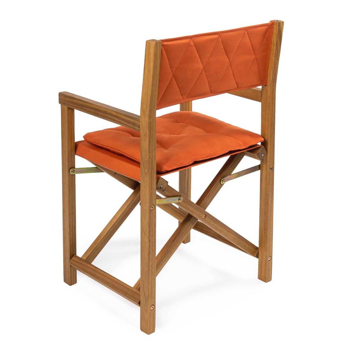 Chaise de réalisateur d'extérieur pliable en bois d'acacia, style Mid-Century, avec dossier matelassé en losanges et coussin (lot de 2) par JONATHAN Y