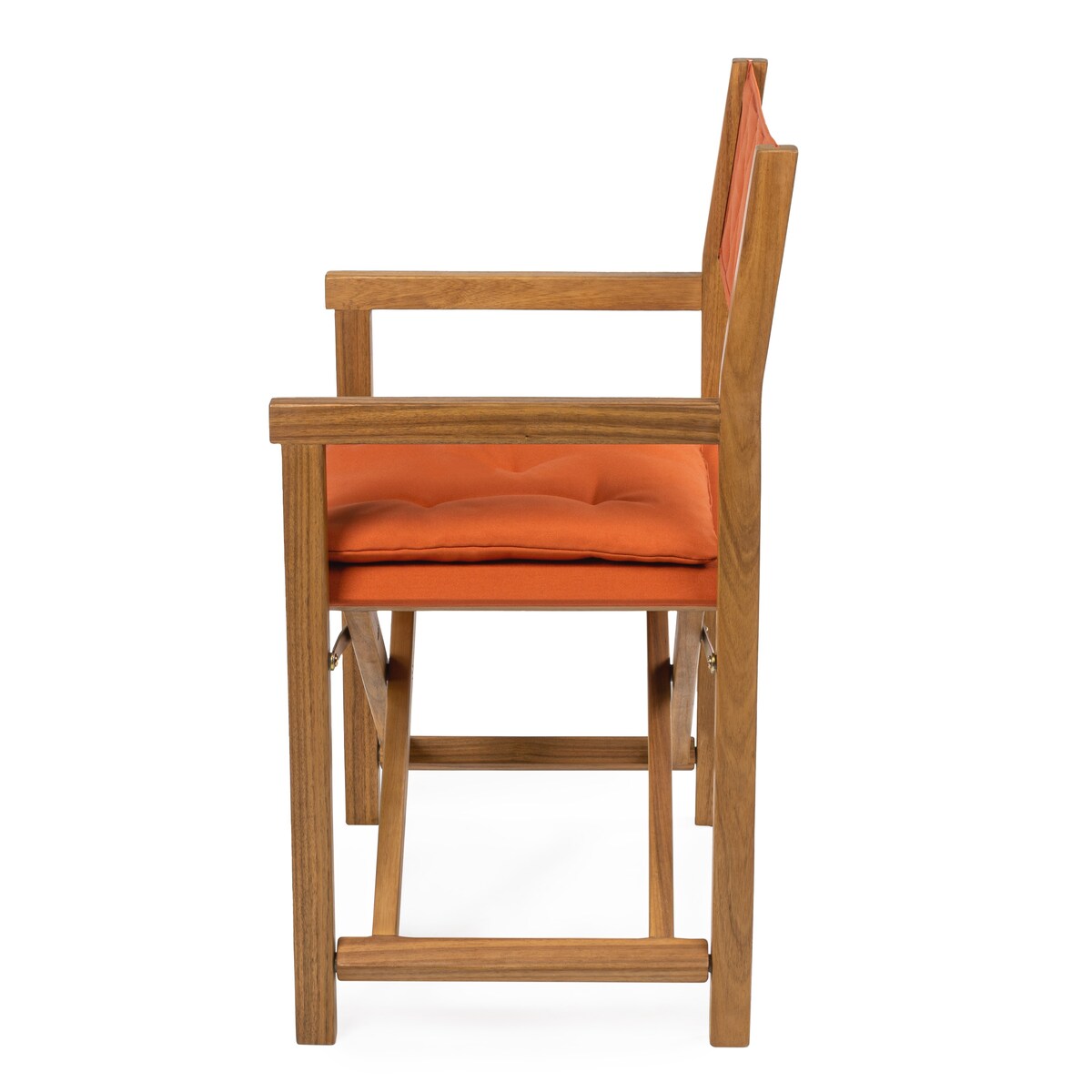 Chaise de réalisateur d'extérieur pliable en bois d'acacia, style Mid-Century, avec dossier matelassé en losanges et coussin (lot de 2) par JONATHAN Y