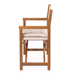Chaise de réalisateur d'extérieur pliable en bois d'acacia, style Mid-Century, avec dossier matelassé en losanges et coussin (lot de 2) par JONATHAN Y