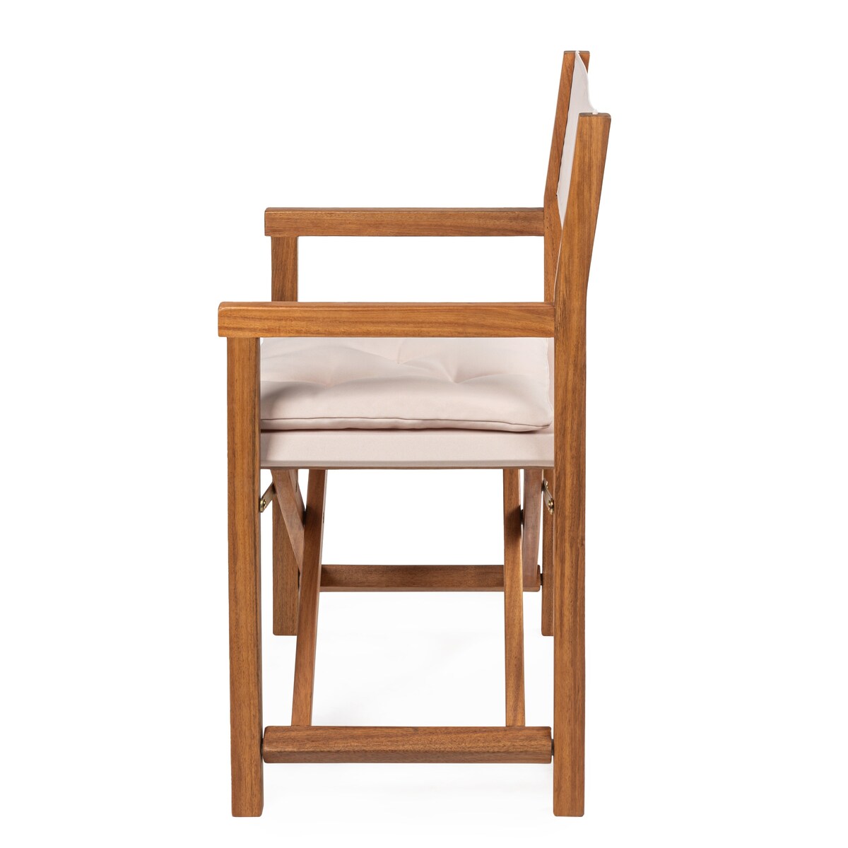 Chaise de réalisateur d'extérieur pliable en bois d'acacia, style Mid-Century, avec dossier matelassé en losanges et coussin (lot de 2) par JONATHAN Y