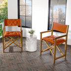 Chaise de réalisateur d'extérieur pliable en bois d'acacia, style Mid-Century, avec dossier matelassé en losanges et coussin (lot de 2) par JONATHAN Y