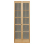 Porte pliante traditionnelle en pin brut AWC de 30 pouces avec verre divisé