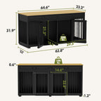 Cage double en bois pour chien avec 2 tiroirs et séparateur