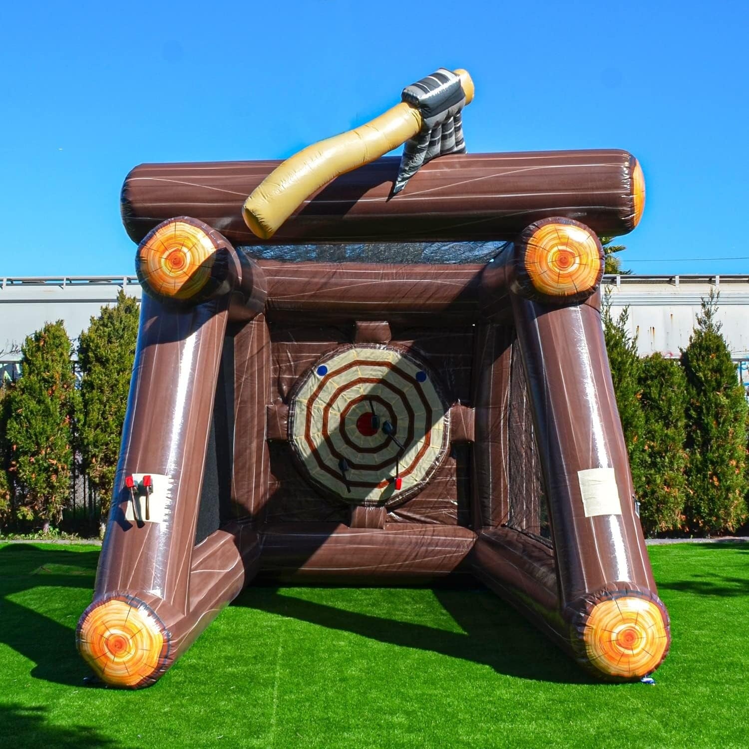 Jeu de lancer de hache gonflable XJUMP avec souffleur d'air et haches en mousse, location de qualité commerciale, léger, jeu d'extérieur